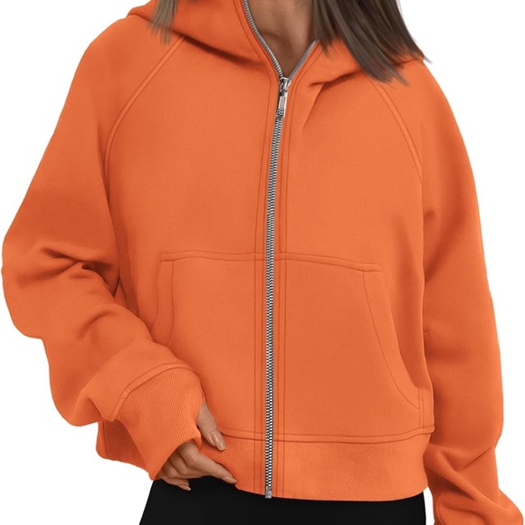 Orange Zip-Up Hoodie for Women - Picture 1 of 3